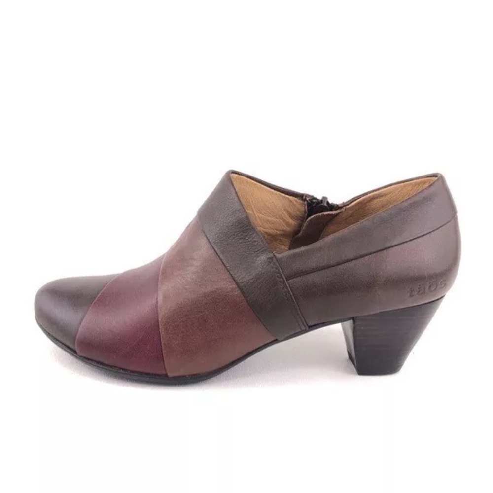 Taos Triumph Ankle Booties Womens Size 7.5 EUR 38 Brown Toffee Burgundy Leather